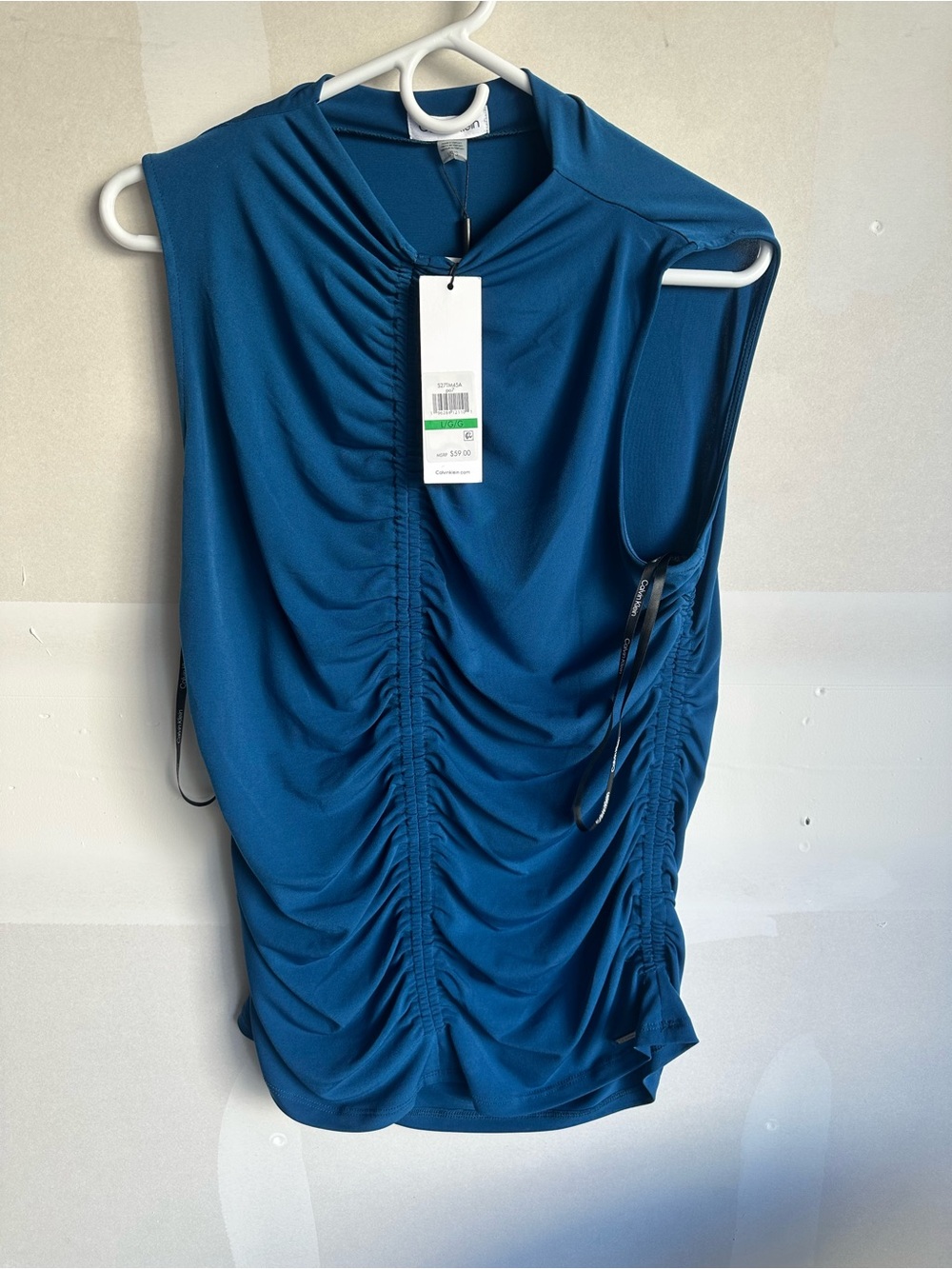 Calvin Klein Teal Ruched Sleeveless Tank